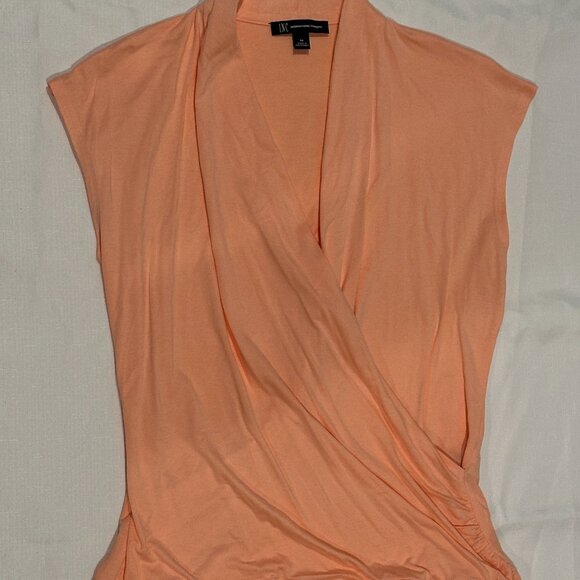 INC International Concepts Peach Surplice Sleeveless Faux Wrap Top - Size M - Picture 3 of 6